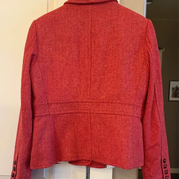 Women LL Bean Herringbone Tweed Wool‎ Rust Blazer-Misses 12 Reg (Runs Small) - Picture 5 of 10